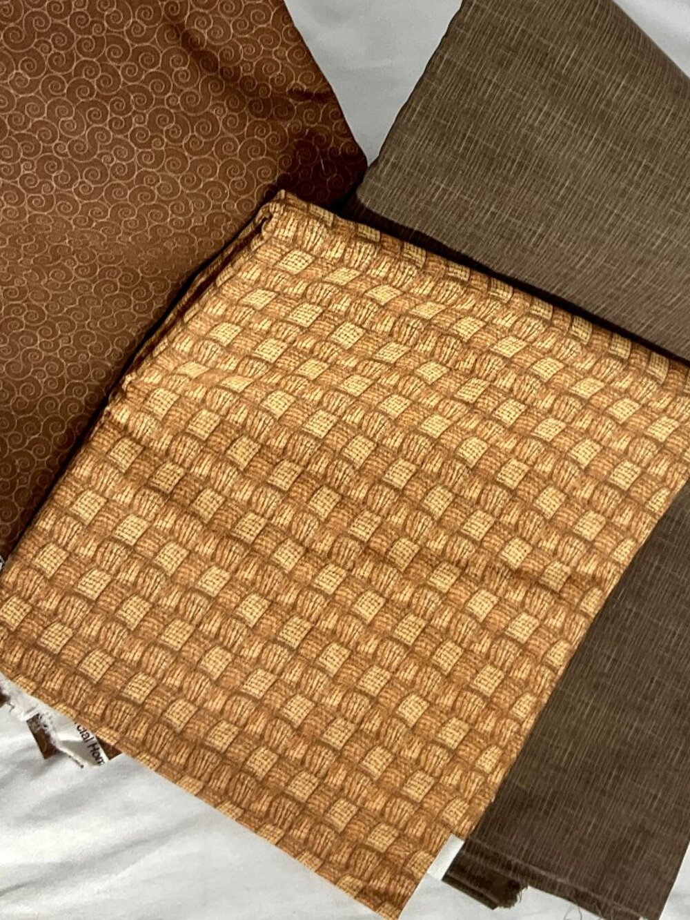 Bundle of 3 Brown Fabrics for Sewing